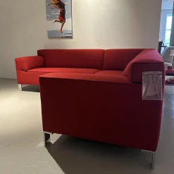 Ecksofa Pode Insert Stoff Tonica 611 Rot Füße Aluminium Chrom