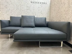 Ecksofa Prime Time 490 10 Leder Miami Schwarz Gestell Aluminium Hochglanz Poliert Inklusive Kissen mit der legendären Schwenkfunktion