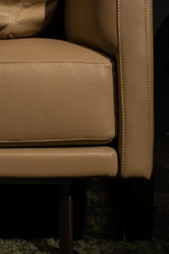 Ecksofa Prime Time Bezug Leder Elen Steingrau 1227 Struktur Bronze Matt Lackiert