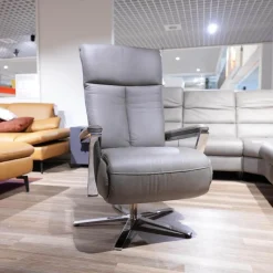 Ecksofa Relaxa 5 5 Leder Evita Smoke Grau Fuß Alusäulen Inklusive Drehsessel Komfort 3.0