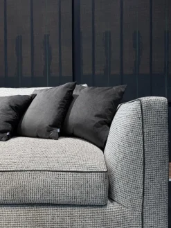 Ecksofa Richard Stoff Lieso Pied De Poule Graun Und 315 Braun Profil Stoff Ballano Schiefer Füße Metall Schwarz Verchromt Und Lackiert Inklusive 3 Rückenkissen