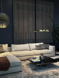 Ecksofa Richard Stoff Lieso Pied De Poule Graun Und 315 Braun Profil Stoff Ballano Schiefer Füße Metall Schwarz Verchromt Und Lackiert Inklusive 3 Rückenkissen