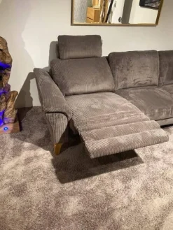Ecksofa Rockport A Stoff Cord 83 Cacao Braun Füße Massivholz Geölt Inklusive Motorischem Sitzauszug