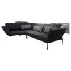 Ecksofa Roro In Stoff 3687/98 Dunkelblau Gestell In Metall Schwarz Pulverbeschichtet Mit Drehsitzen