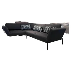 Ecksofa Roro In Stoff 3687/98 Dunkelblau Gestell In Metall Schwarz Pulverbeschichtet Mit Drehsitzen