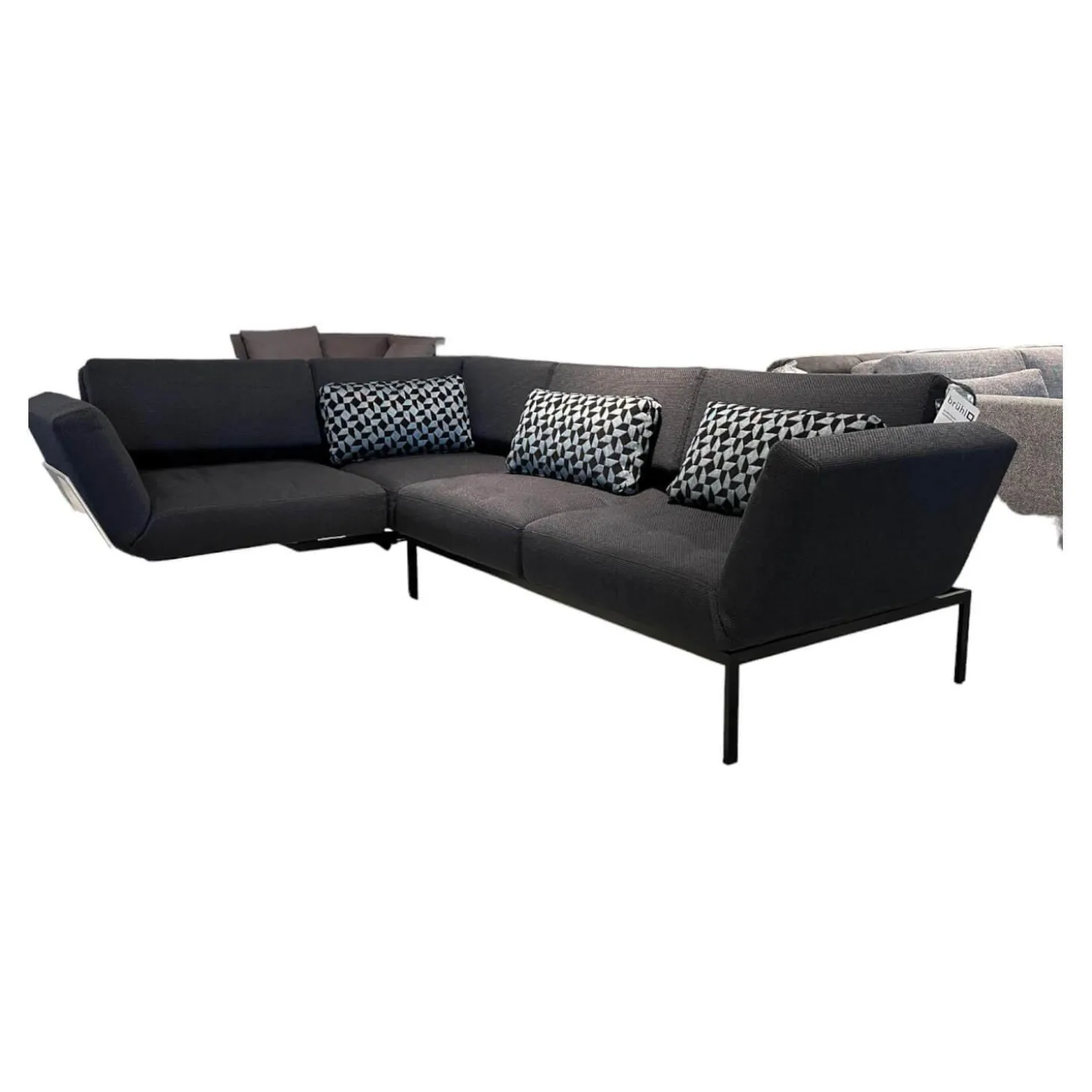 Ecksofa Roro In Stoff 3687/98 Dunkelblau Gestell In Metall Schwarz Pulverbeschichtet Mit Drehsitzen