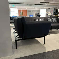 Ecksofa Roro In Stoff 3687/98 Dunkelblau Gestell In Metall Schwarz Pulverbeschichtet Mit Drehsitzen