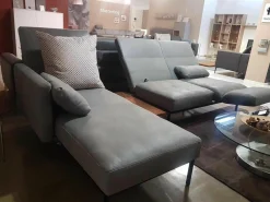 Ecksofa Roro Leder Taron Grau Mit Andocktisch Nussbaum Geölt