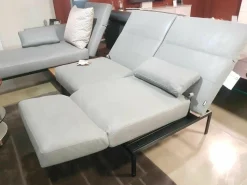 Ecksofa Roro Leder Taron Grau Mit Andocktisch Nussbaum Geölt