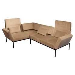 Ecksofa Roro Soft Bezug Stoff 2813 0093 Beige Fuß Metall Schwarz mit Funktion