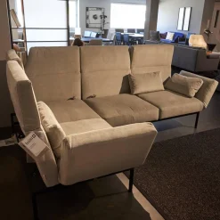 Ecksofa Roro Soft Bezug Stoff 2813 0093 Beige Fuß Metall Schwarz mit Funktion