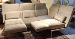 Ecksofa Roro Soft Stoff 2813 0093 Hellgrau Füße Lackiert Mit Verstellfunktionen