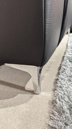 Ecksofa Sacramento Dickleder Torero Nero Schwarz Gestell Metall Füße Metall Chrom