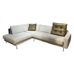 Ecksofa Samara Stoff Stoff XBO Creme Füße Schwarz ohne Dekokissen