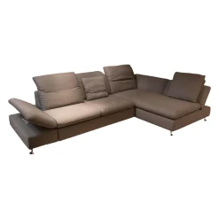 Ecksofa Select Venus Plus Stoff Q2 Ocean W82 22 Grey Grau Fuß Metall Matt Gebürstet Mit Kissen