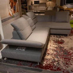 Ecksofa Select Venus Plus Stoff Q2 Ocean W82 22 Grey Grau Fuß Metall Matt Gebürstet Mit Kissen