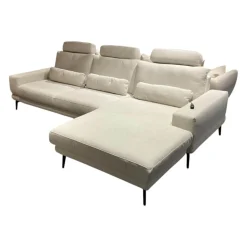 Ecksofa SO 3600 Stoff Calido Natur SG2 Metallfuß Schwarz mit Kissen und Sitztiefenverstellung