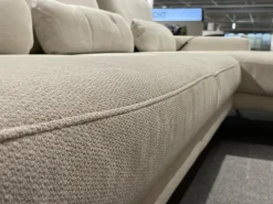 Ecksofa SO 3600 Stoff Calido Natur SG2 Metallfuß Schwarz mit Kissen und Sitztiefenverstellung
