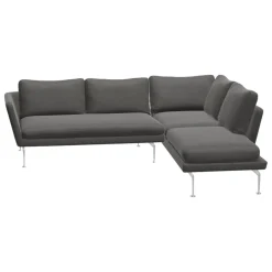 Ecksofa Sofa Stoff Corsaro Graphit Melange Grau mit 6 Kissen