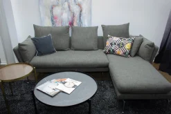 Ecksofa Sofa Stoff Corsaro Graphit Melange Grau mit 6 Kissen