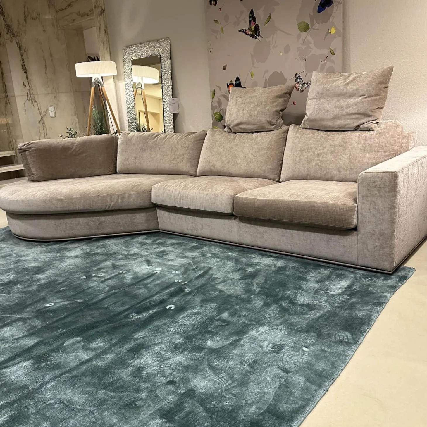 Ecksofa Sofalandschaft Inspiration Stoff Fame Beigebraun Sockelrahmen Holz