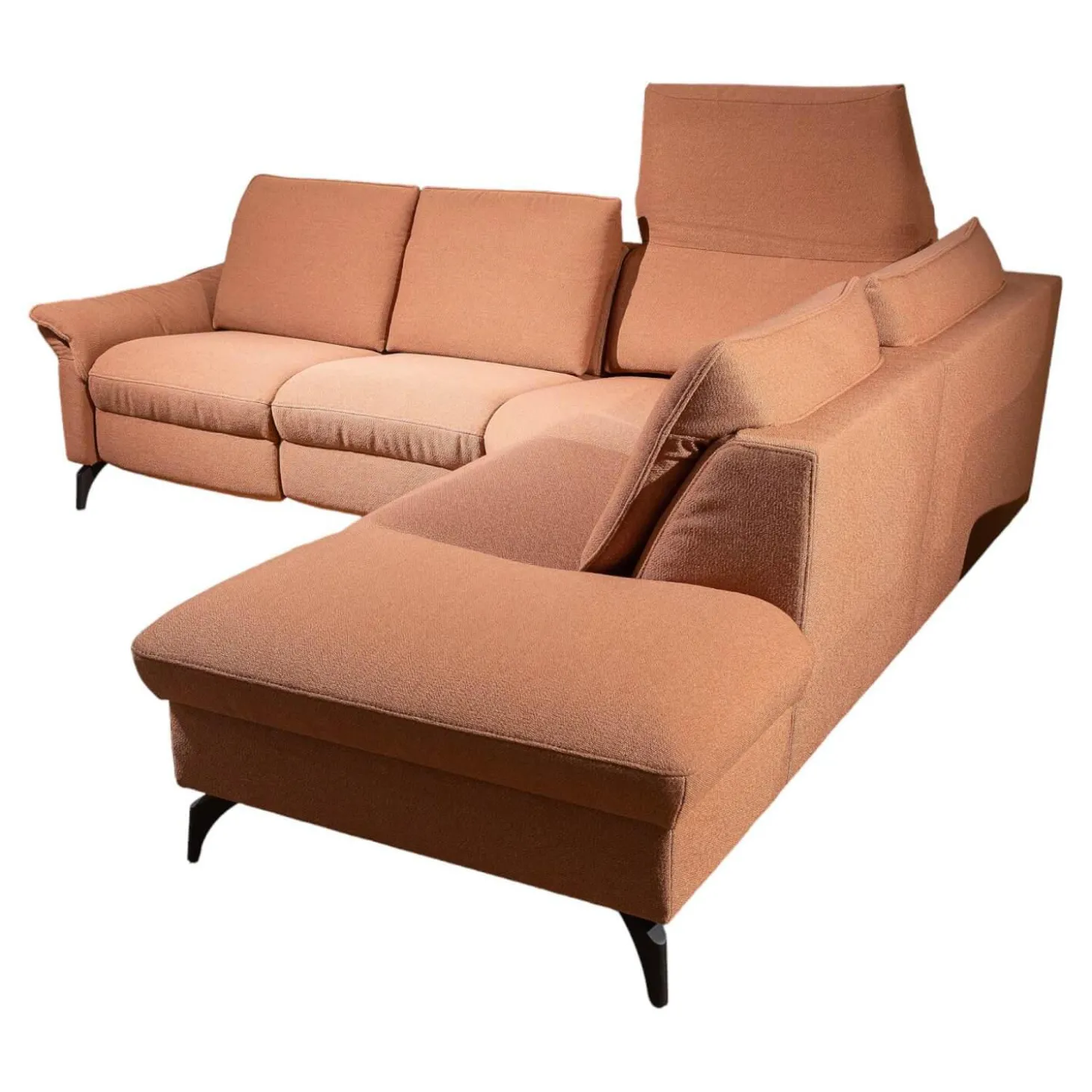 Ecksofa Spektra 1178 Bezug 24 Q2 Fashio Terra Rosa Braun Metallfüße Anthrazit