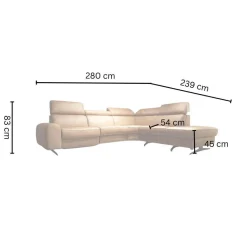 Ecksofa Spektra 1180 Leder 24 Wüste Braun Metallkufe Metall Anthrazit Mit Verstellung Und Sessel
