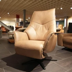 Ecksofa Spektra 1180 Leder 24 Wüste Braun Metallkufe Metall Anthrazit Mit Verstellung Und Sessel