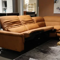 Ecksofa Spektral 1352 Leder 27 Leonessa Almond Braun Kufe Metall Anthrazit 63