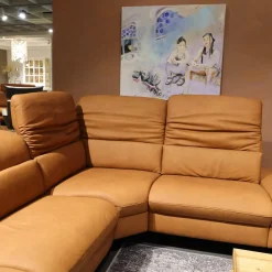 Ecksofa Spektral 1352 Leder 27 Leonessa Almond Braun Kufe Metall Anthrazit 63