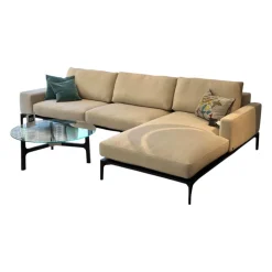 Ecksofa Spirit Stoff Bonito 9 6007 171 Beige Metallfuß Matt Schwarz Pulverbeschichtet