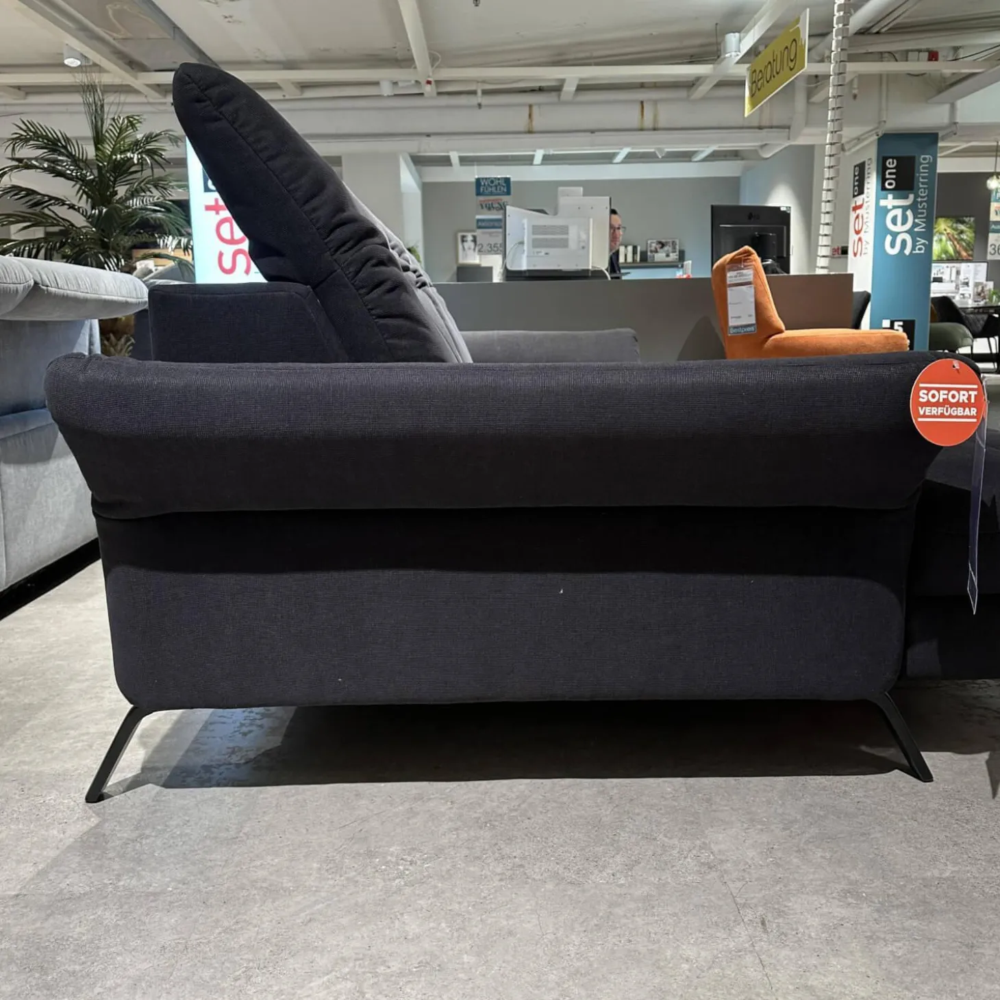 Ecksofa Stoff Cavallo Beage 06 Grau Metallfuß Schwarz Matt