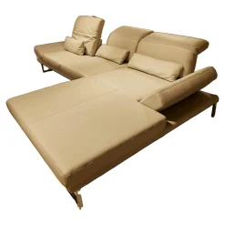 Ecksofa SW 744 Mallow Echtleder Mercury Light Grey Metallfuß