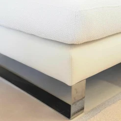 Ecksofa System Plus Stoff Leder Weiß Kufe Chrom Mit Kopfstütze