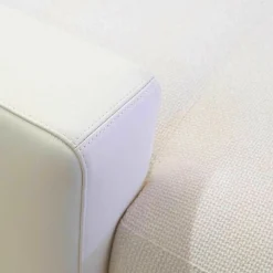 Ecksofa System Plus Stoff Leder Weiß Kufe Chrom Mit Kopfstütze