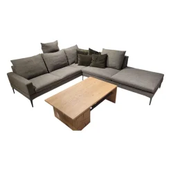 Ecksofa Tigra Landscape JR 2226 Stoff Siena C0006 Grau Grün Eckfuß Metall Schwarz Lackiert Mit Verstellbarer Armlehne