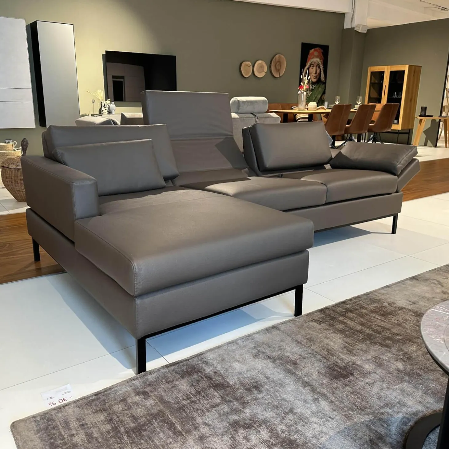 Ecksofa Tomo Compact Leder Unit 5432 29 Braun Gestell Metall Schwarz Pulverbeschichtet Mit Verstellbarer Lehne