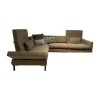 Ecksofa Tomo Soft Stoff 3677 20 Braun Gestell Buche Gebeizt Nussbaum Dunkel Und Metall Schwarz Inklusive Kissen