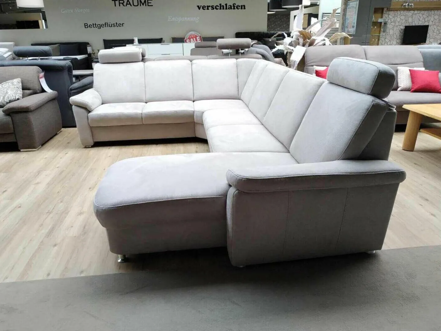 Ecksofa Triest Tahiti Stoff Holiday Alu mit 2 Kopfstütze