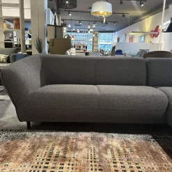 Ecksofa Turia Stoff Monza 84 Grau Füße Epoxy Lack Schwarz
