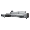 Ecksofa Upgrade Leder B-Toro Colorado Faden 0321 Hellgrau