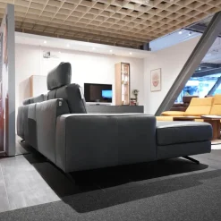 Ecksofa Upgrade Leder B-Toro Colorado Faden 0321 Hellgrau