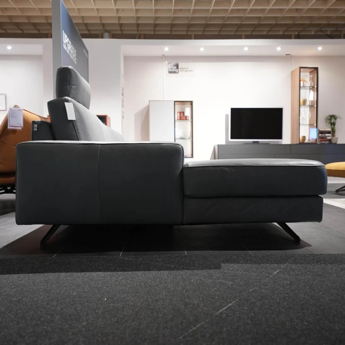 Ecksofa Upgrade Leder B-Toro Colorado Faden 0321 Hellgrau