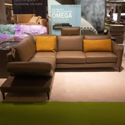 Ecksofa Upgrade Leder Dolce Verdure D Braun Eckfuß Metall Schwarz Matt Mit Kissen