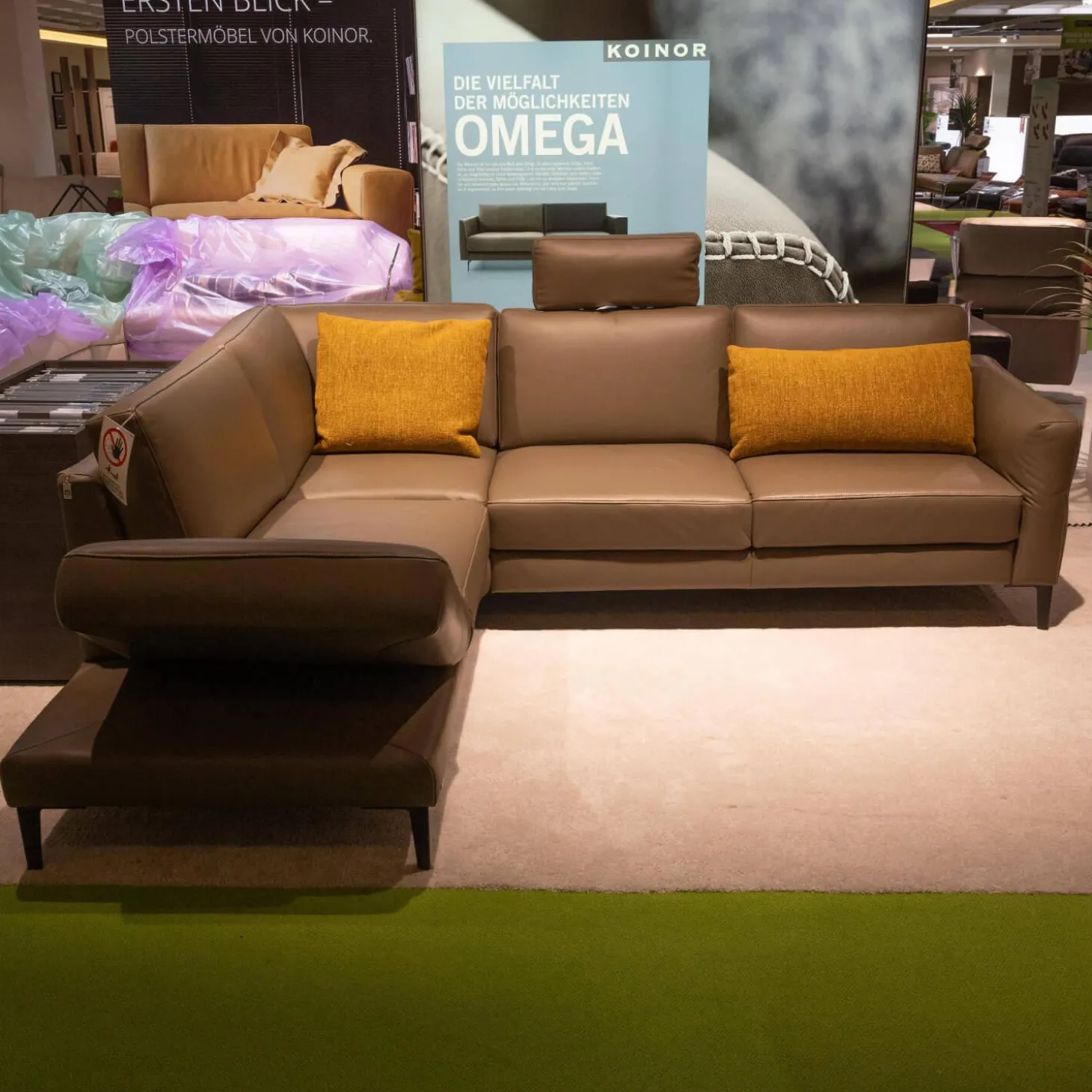 Ecksofa Upgrade Leder Dolce Verdure D Braun Eckfuß Metall Schwarz Matt Mit Kissen