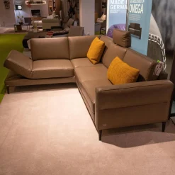 Ecksofa Upgrade Leder Dolce Verdure D Braun Eckfuß Metall Schwarz Matt Mit Kissen