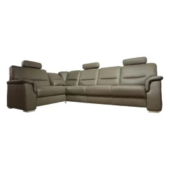 Ecksofa Urbino Leder Vivre Smoke Grau Füße Aluminium Inklusive Kopfstütze