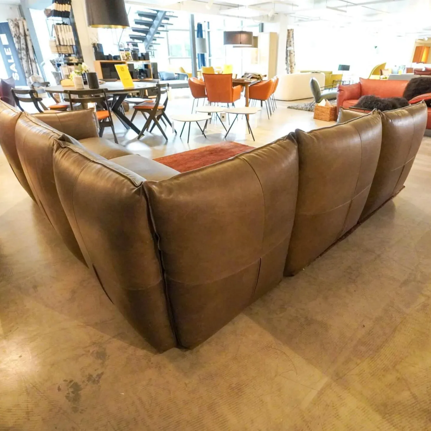 Ecksofa Vasa Rustikales Leder Dunkelbraun Beine Schwarz