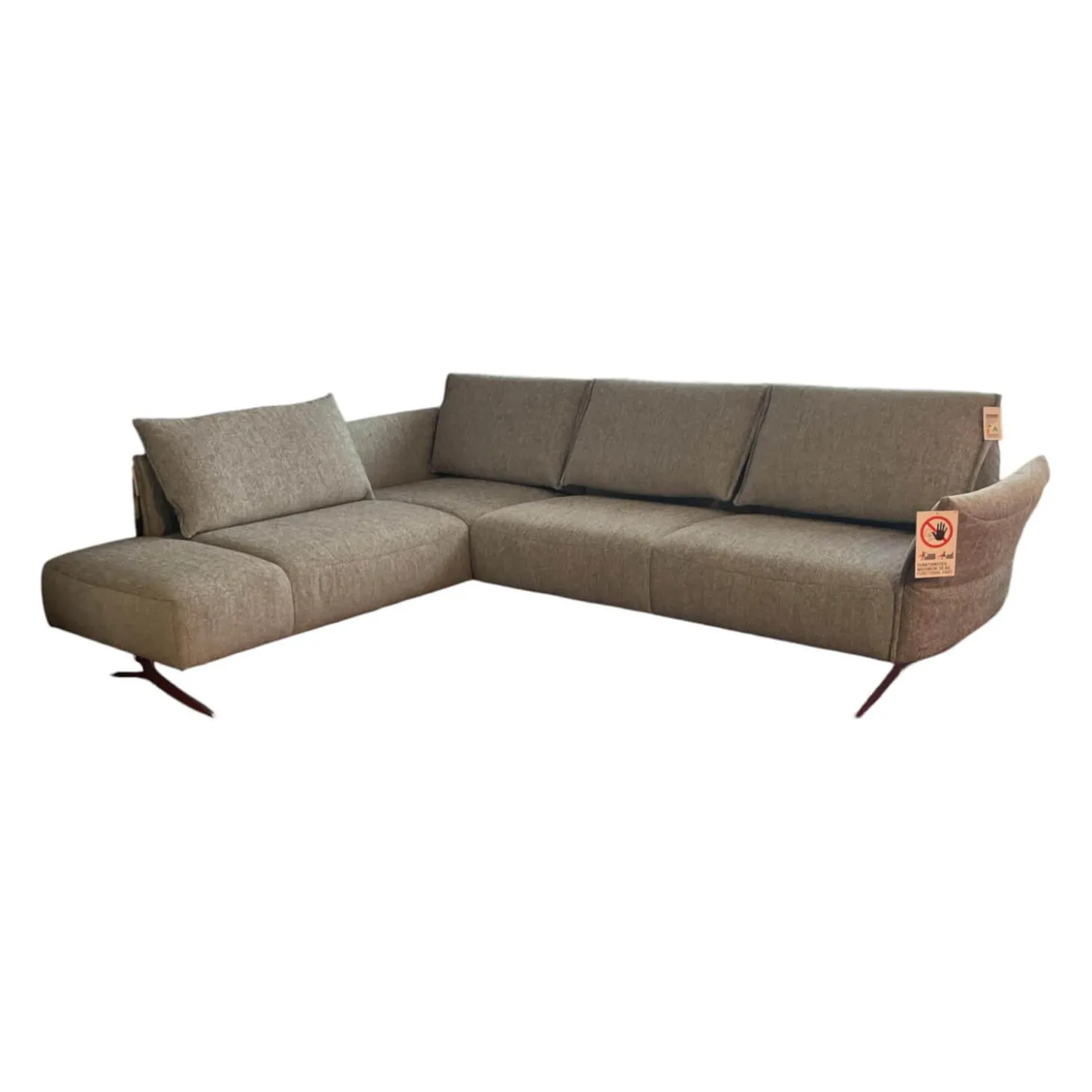 Ecksofa Vineto Stoff 13-Lauro 93 Grau Gestell Nickel