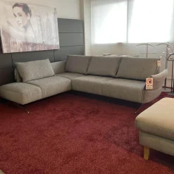 Ecksofa Vineto Stoff 13-Lauro 93 Grau Gestell Nickel